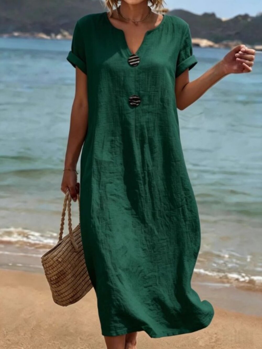 Women's Green Floral V-Neck Flutter-Sleeve Tiered Mini Dress